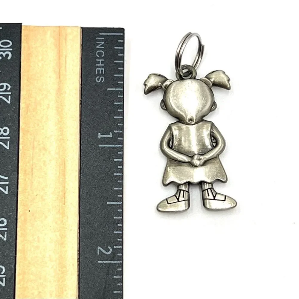 Girl Child Shaped Initial Charm Pendant Mom Kids Letters 